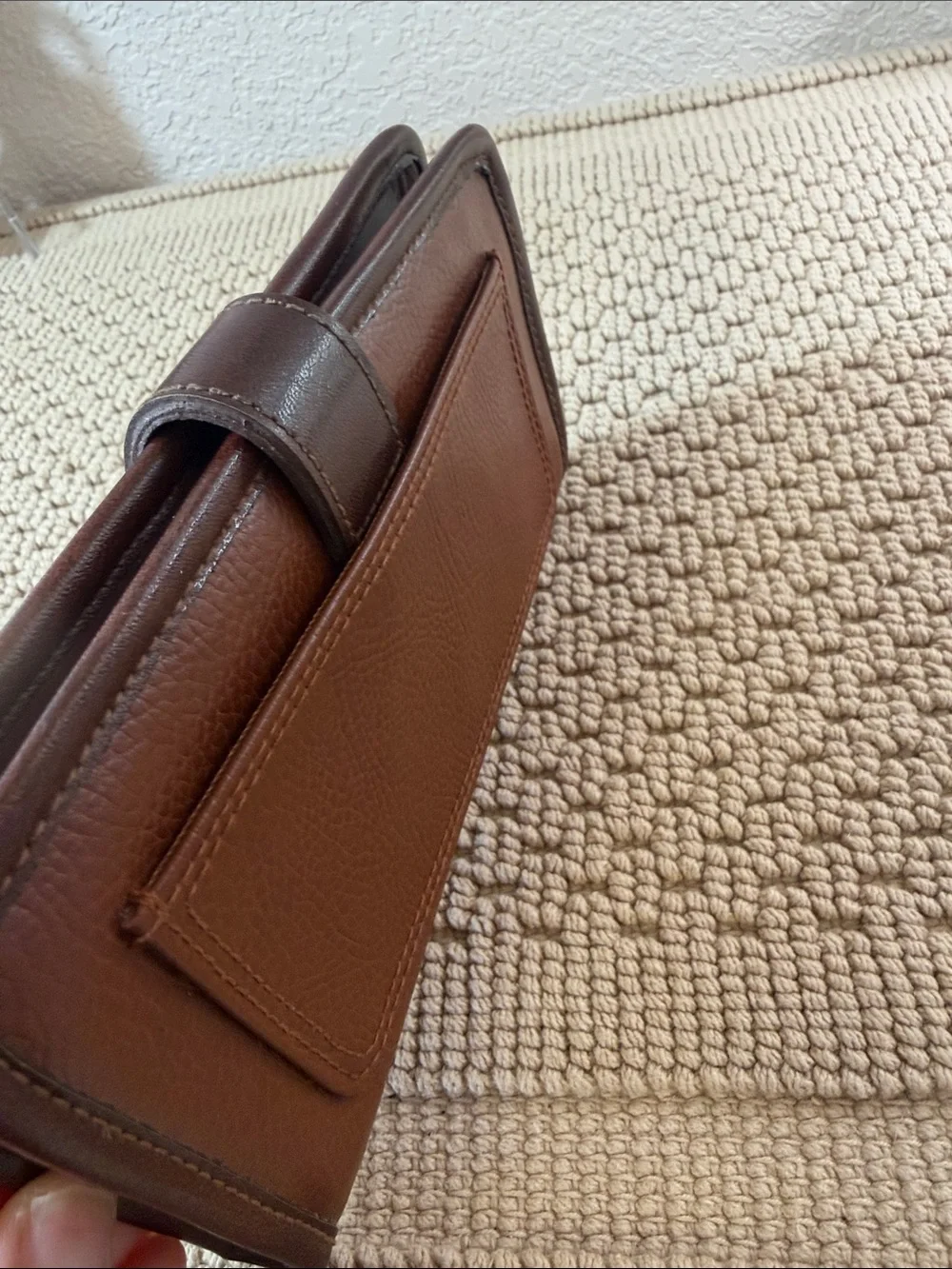 Vintage Liz Claiborne Brown Leather Checkbook Wallet Snap Closure